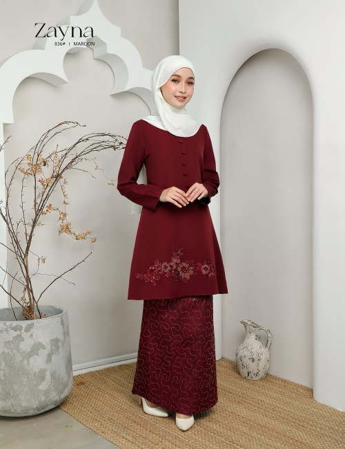 ZAYNA KURUNG MODERN (MAROON) 836#