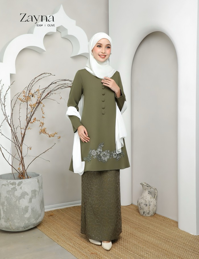 ZAYNA KURUNG MODERN (OLIVE) 836#