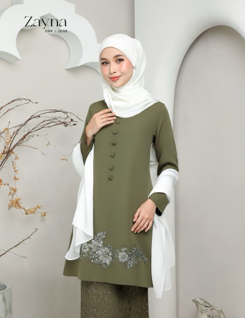 ZAYNA KURUNG MODERN (OLIVE) 836#