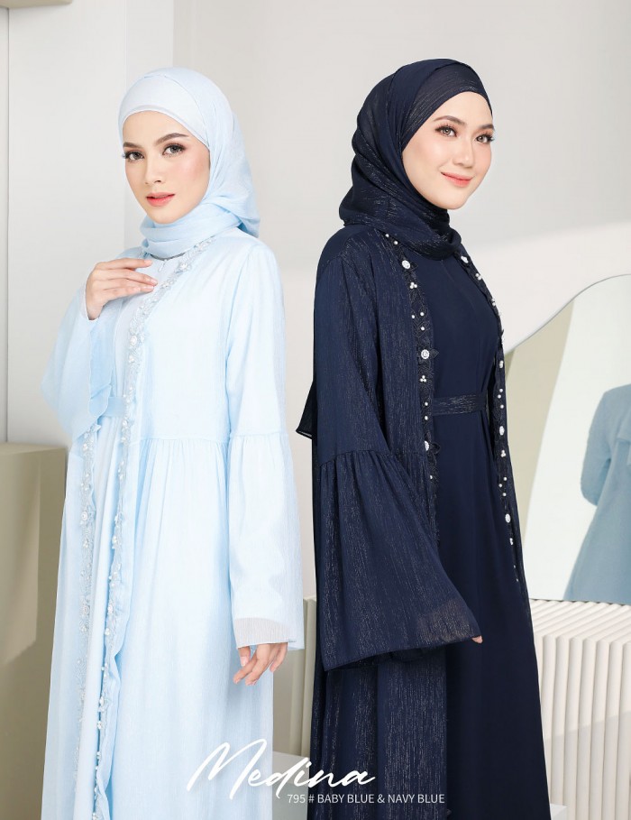 MEDINA JUBAH (BABY BLUE) 795 / P795 / SP795 (FREE SHAWL *till stock last)