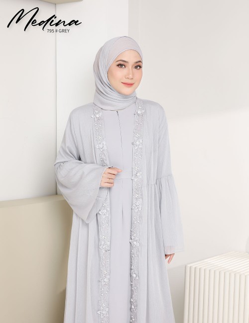 MEDINA JUBAH (GREY) 795 / P795 / SP795 (FREE SHAWL *till stock last)