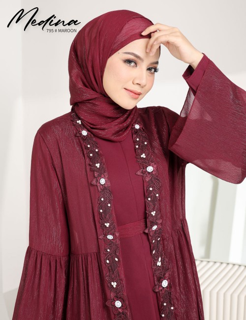 MEDINA JUBAH (MAROON) 795 / P795 / SP795 (FREE SHAWL *till stock last)