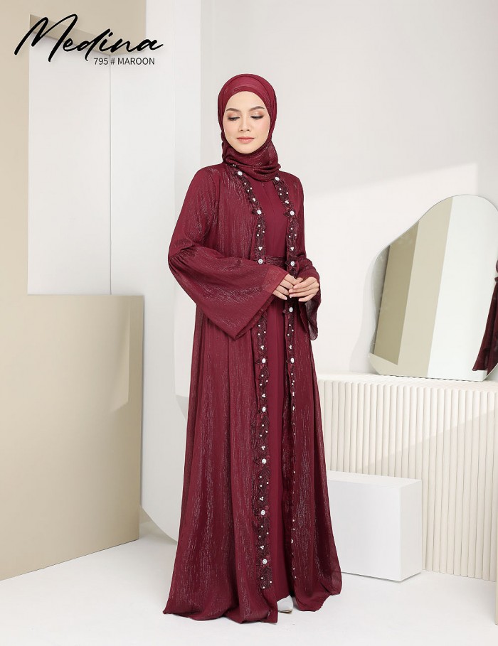 MEDINA JUBAH (MAROON) 795 / P795 / SP795 (FREE SHAWL *till stock last)