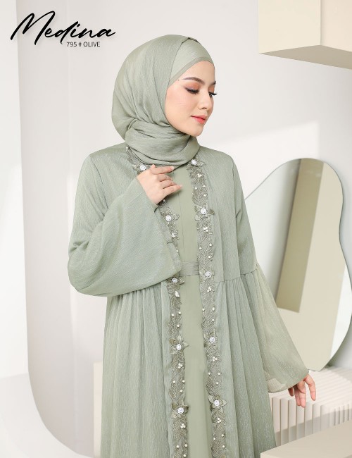 MEDINA JUBAH (OLIVE) 795 / P795 / SP795 (FREE SHAWL *till stock last)