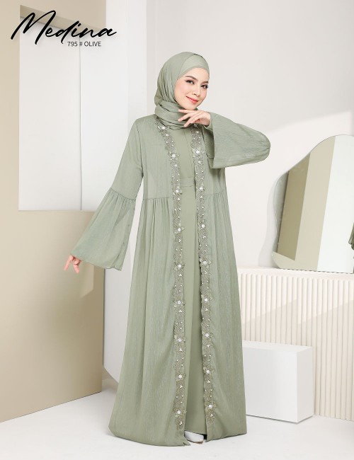 MEDINA JUBAH (OLIVE) 795 / P795 / SP795 (FREE SHAWL *till stock last)