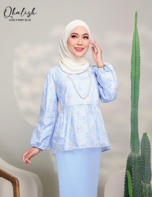 QHALISH KURUNG MODERN (BABY BLUE) 1236 / P1236（INCLUDE BELT)