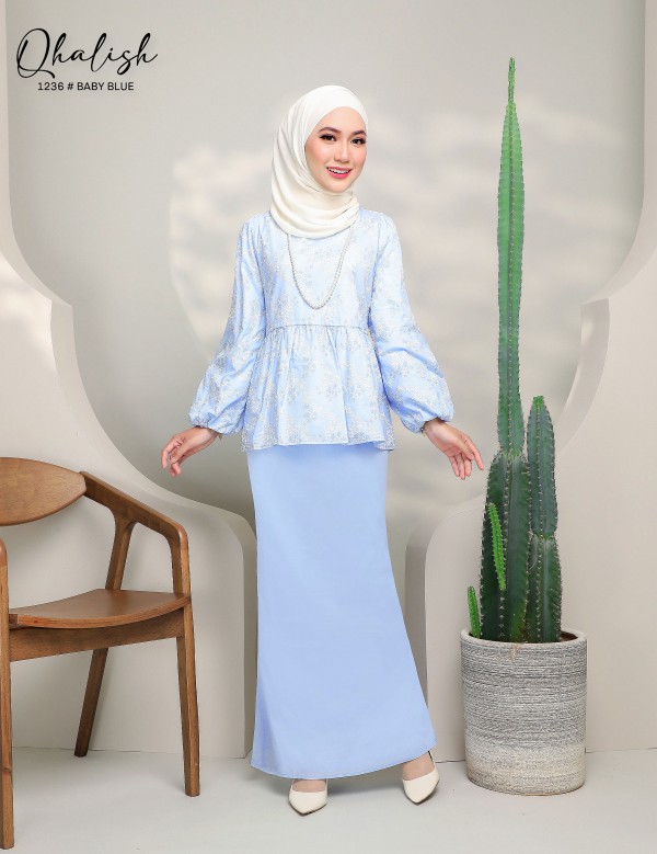 QHALISH KURUNG MODERN (BABY BLUE) 1236 / P1236（INCLUDE BELT)