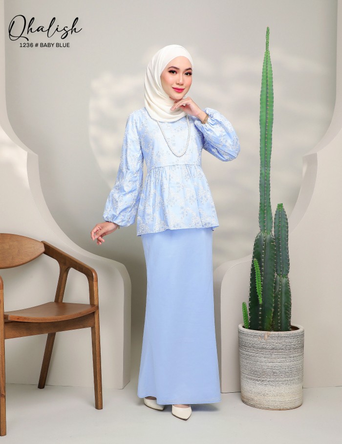 QHALISH KURUNG MODERN (BABY BLUE) 1236 / P1236（INCLUDE BELT)