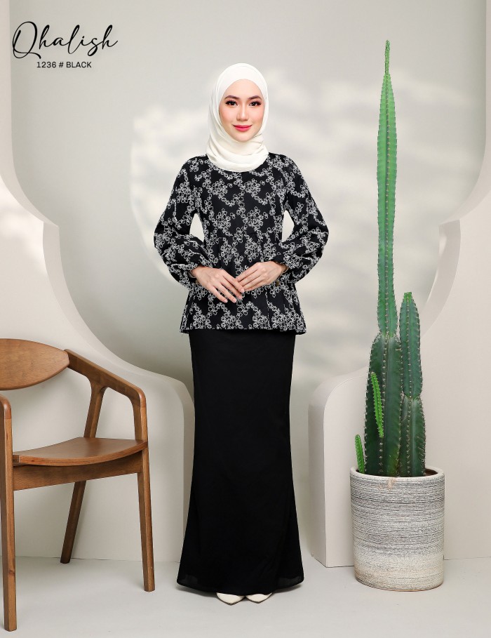 QHALISH KURUNG MODERN (BLACK) 1236 / P1236 (INCLUDE BELT)