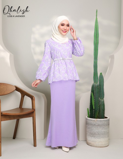 QHALISH KURUNG MODERN (LAVENDER) 1236 / P1236 (INCLUDE BELT)