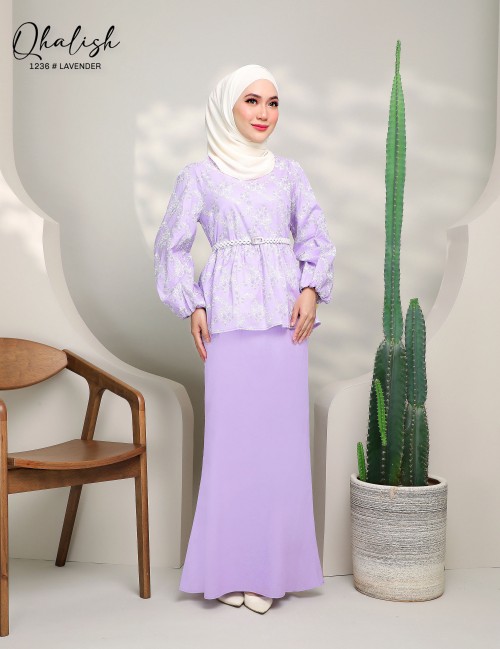 QHALISH KURUNG MODERN (LAVENDER) 1236 / P1236 (INCLUDE BELT)