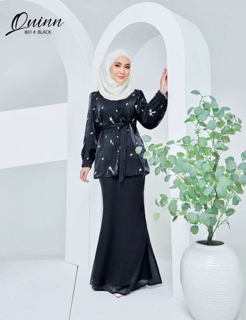 QUINN BLOUSE WITH SKIRT SET (BLACK) 801 / P801