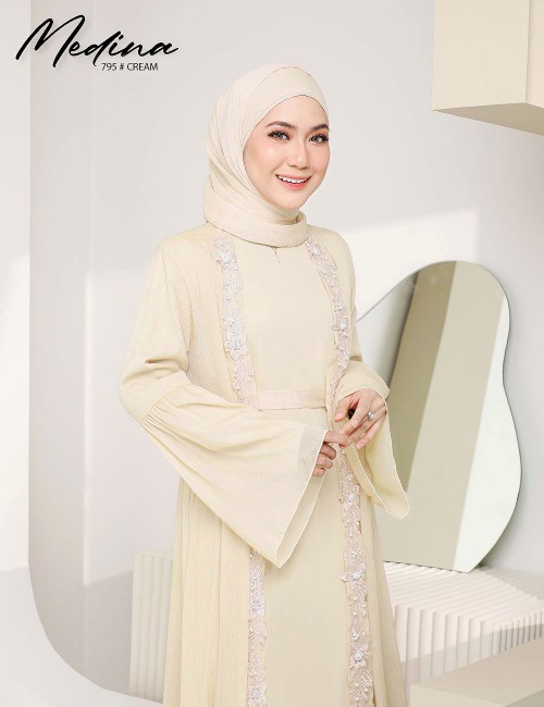 MEDINA JUBAH (CREAM) 795 / P795 / SP795 (FREE SHAWL *till stock last)