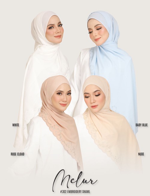 MELUR EMBROIDERY SHAWL (BABY BLUE) 302