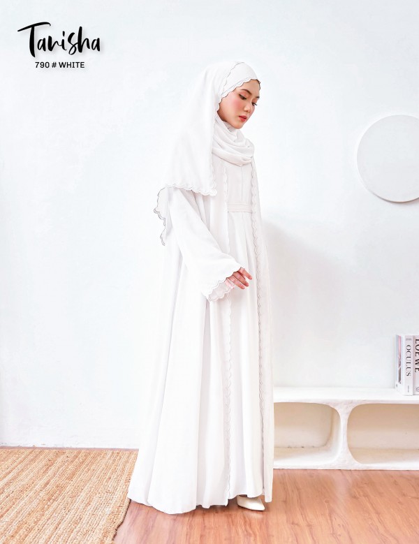 TANISHA ABAYA (WHITE) 790 / P790 / SP790 (FREE SHAWL *till stock last)