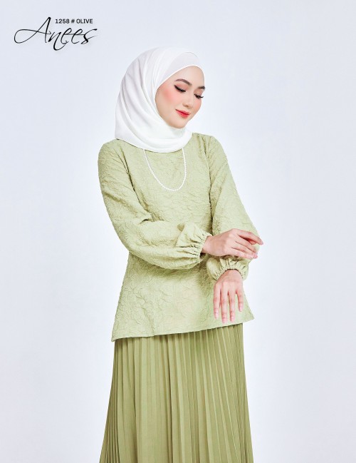 ANEES KURUNG MODERN (OLIVE) 1258