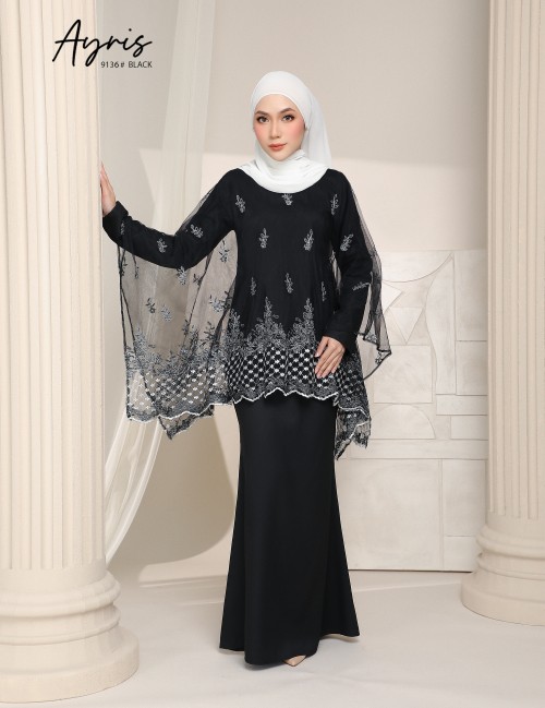 AYRIS KAFTAN KURUNG (BLACK) 9136