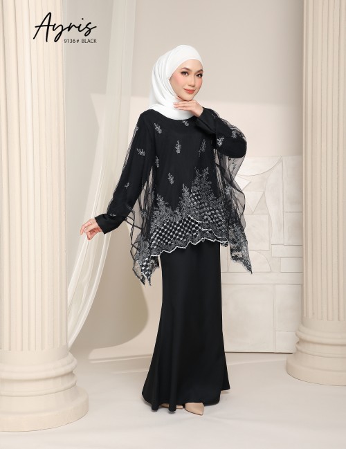 AYRIS KAFTAN KURUNG (BLACK) 9136