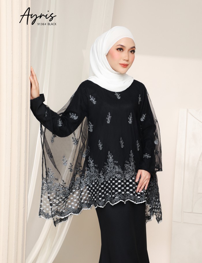 AYRIS KAFTAN KURUNG (BLACK) 9136