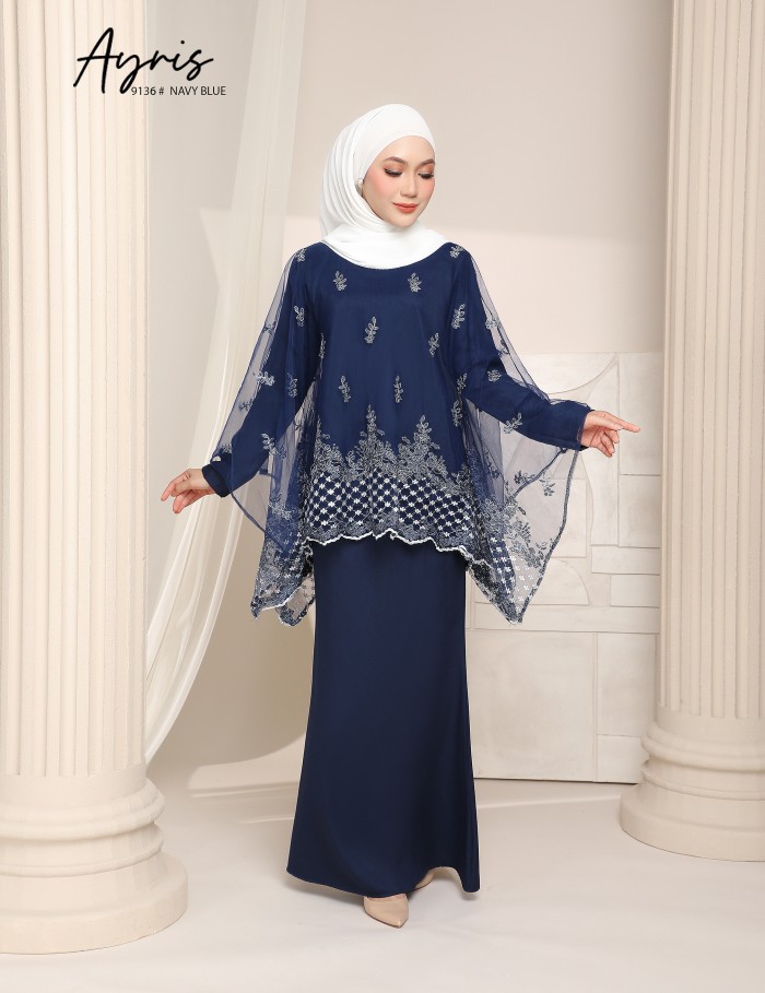 AYRIS KAFTAN KURUNG (NAVY BLUE) 9136