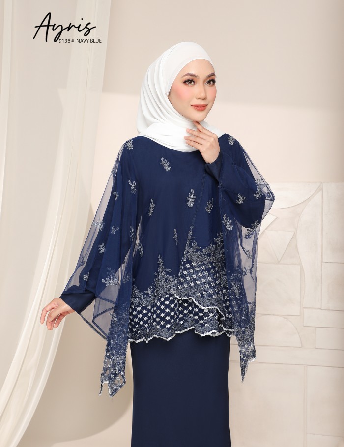 AYRIS KAFTAN KURUNG (NAVY BLUE) 9136