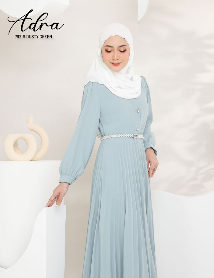 ADRA PLEATED DRESS (DUSTY GREEN) 792 / P792