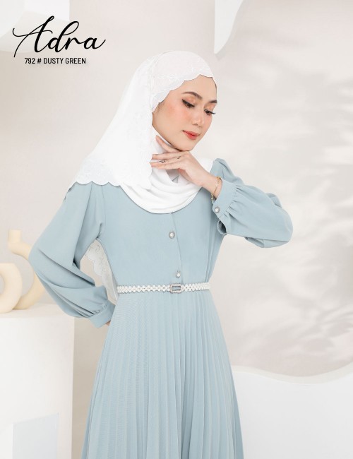 ADRA PLEATED DRESS (DUSTY GREEN) 792 / P792