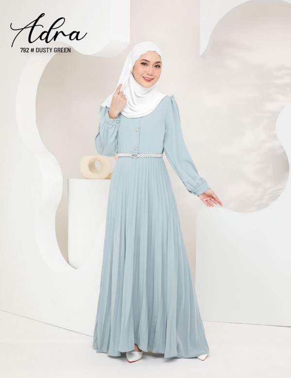 ADRA PLEATED DRESS (DUSTY GREEN) 792 / P792