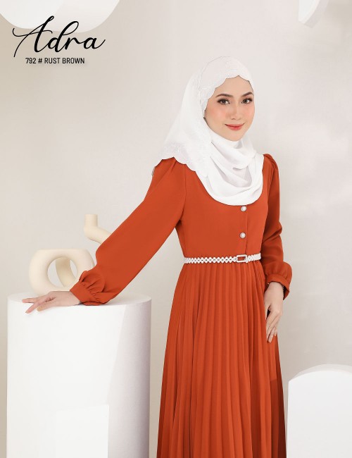 ADRA PLEATED DRESS (RUST BROWN) 792 / P792