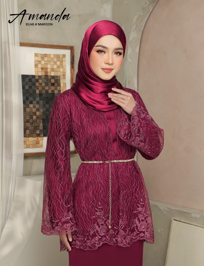 AMANDA DRESS (MAROON) 9146