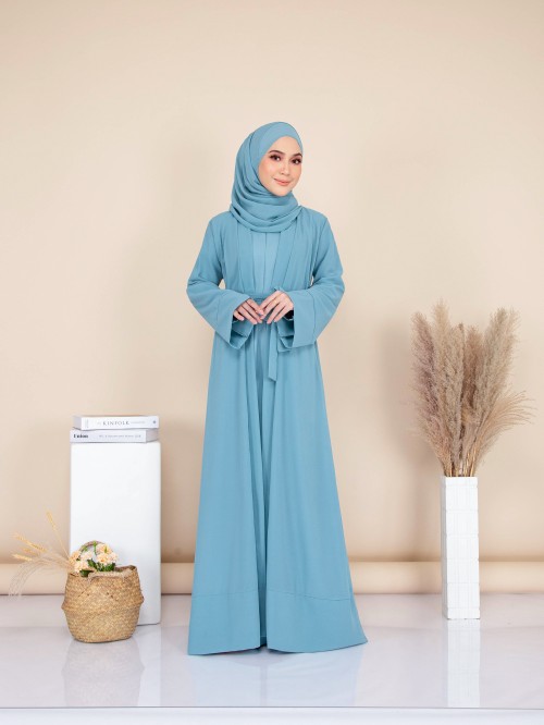 HAURA JUBAH AND CARDIGAN SET (DUSTY GREEN) 9092 (NOT INCLUDE SHAWL)