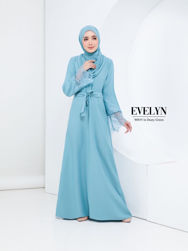 EVELYN LACE DRESS (DUSTY GREEN) 9085