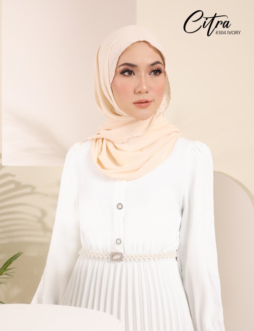 CITRA EMBROIDERY SHAWL (IVORY) 304