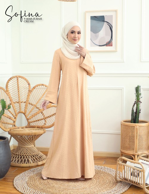 SOFINA JUBAH (CREAM) 9098#