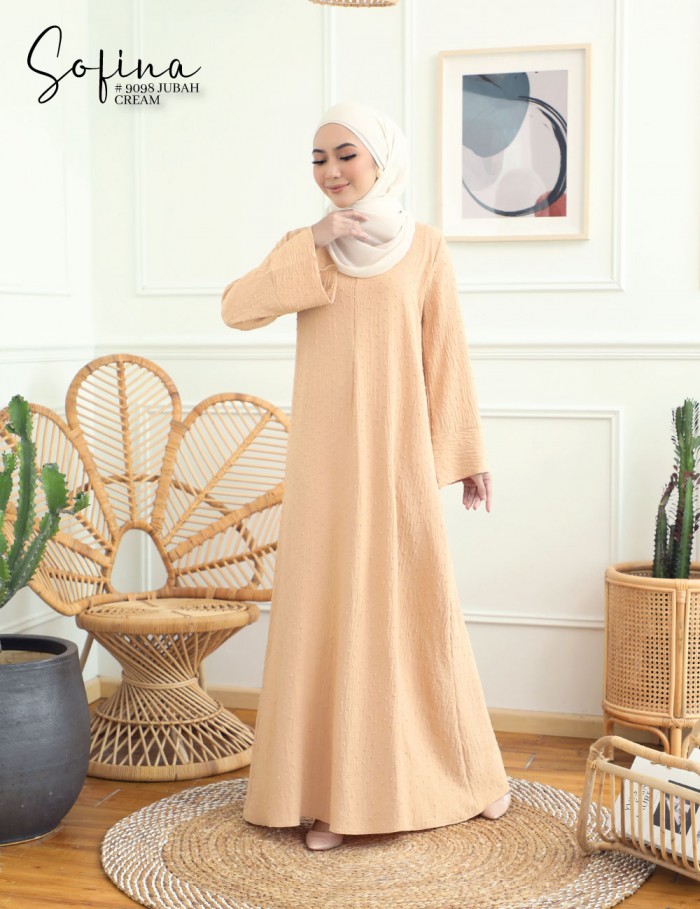 SOFINA JUBAH (CREAM) 9098#