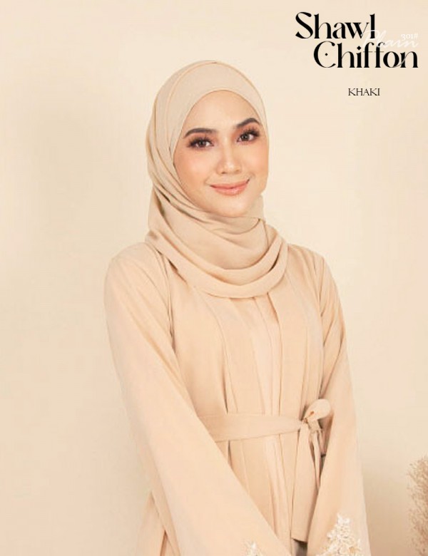 CHIFFON SHAWL PLAIN (KHAKI) 301