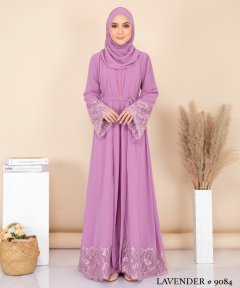 JUBAH WITH CARDIGAN SET (LAVENDER) 9084