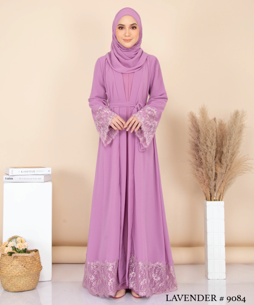 JUBAH WITH CARDIGAN SET (LAVENDER) 9084