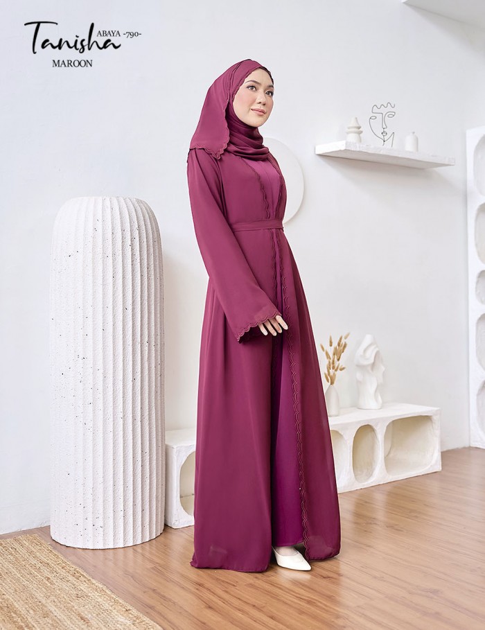 TANISHA ABAYA (MAROON) 790 / P790 / SP790 (FREE SHAWL *till stock last)