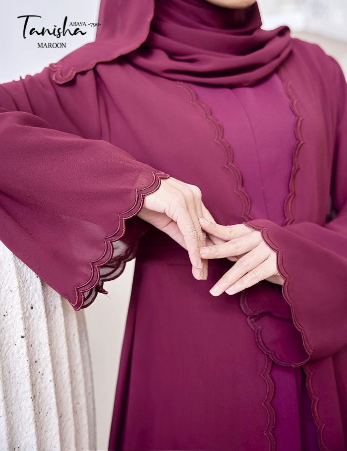 TANISHA ABAYA (MAROON) 790 / P790 / SP790 (FREE SHAWL *till stock last)