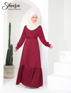 SHEERA 3 WAY DRESS WITH BELT (MAROON) 789 / P789