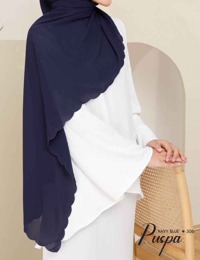 PUSPA EMBROIDERY SHAWL (NAVY BLUE) 306