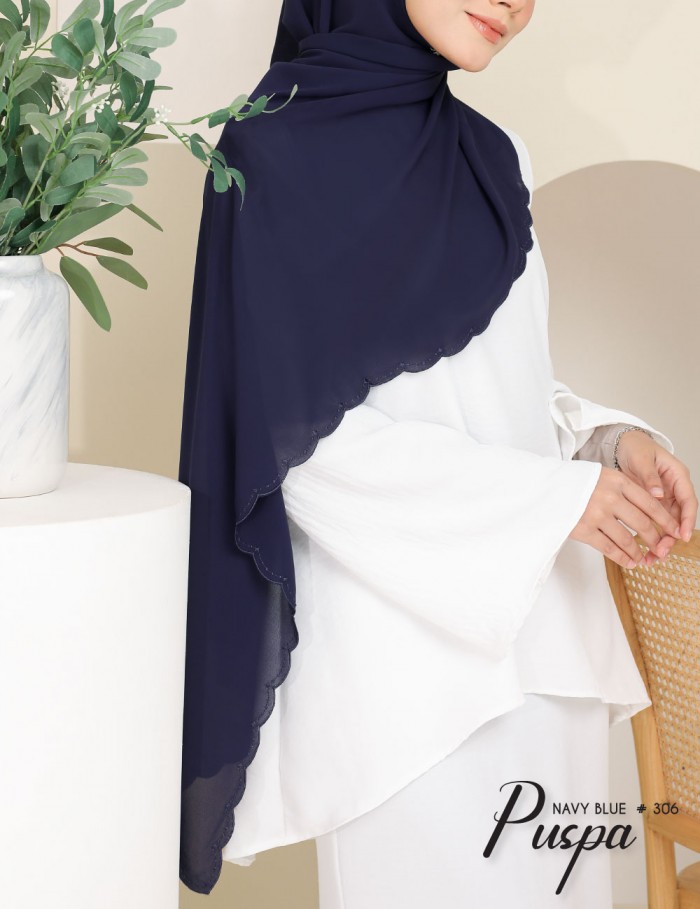 PUSPA EMBROIDERY SHAWL (NAVY BLUE) 306