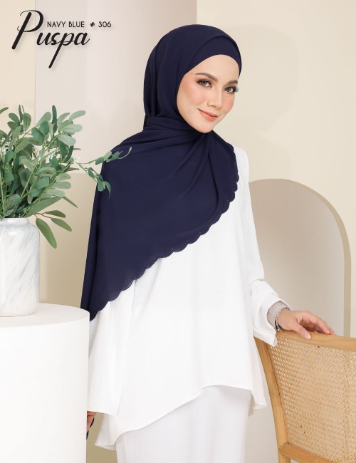 PUSPA EMBROIDERY SHAWL (NAVY BLUE) 306