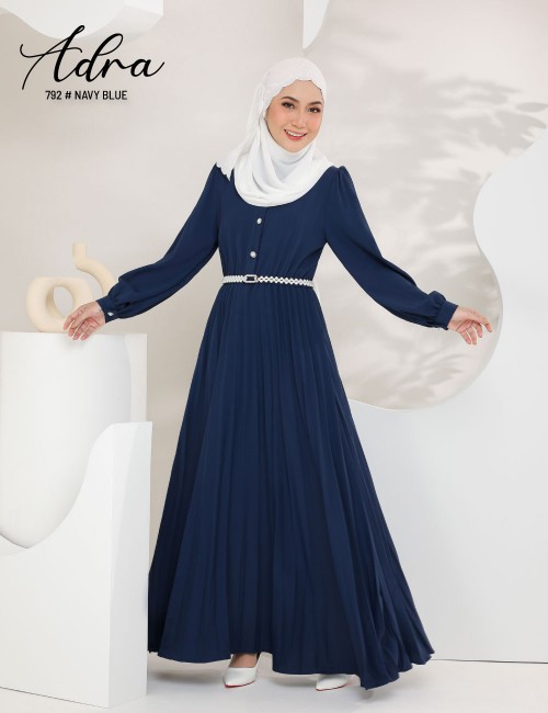 ADRA PLEATED DRESS (NAVY BLUE) 792 / P792