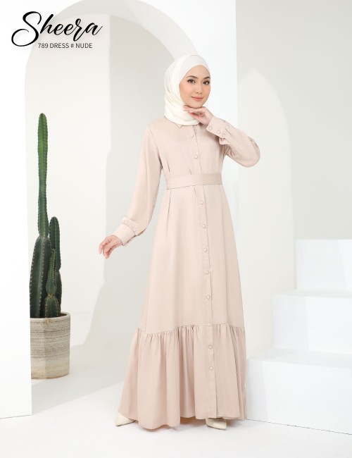 SHEERA 3 WAY DRESS WITH BELT (NUDE) 789 / P789