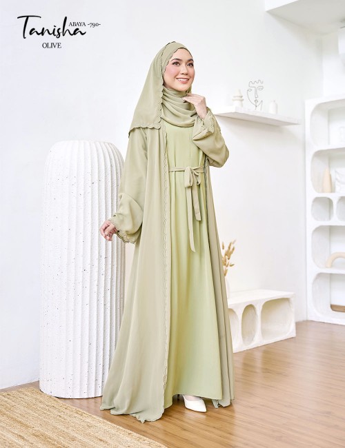 TANISHA ABAYA (OLIVE) 790 / P790 / SP790 (FREE SHAWL *till stock last)