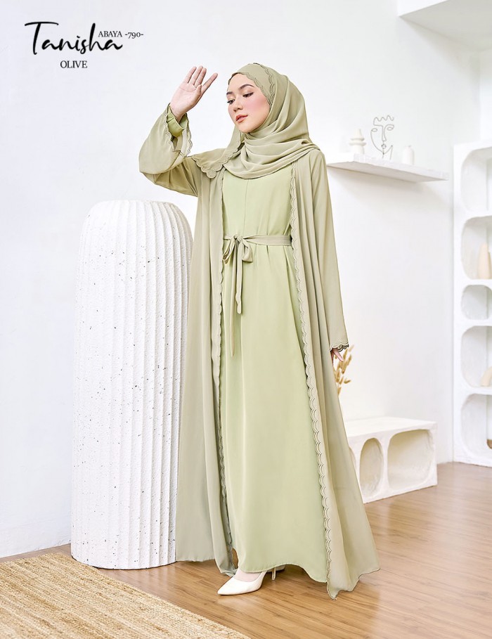 TANISHA ABAYA (OLIVE) 790 / P790 / SP790 (FREE SHAWL *till stock last)