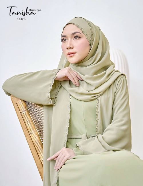 TANISHA ABAYA (OLIVE) 790 / P790 / SP790 (FREE SHAWL *till stock last)