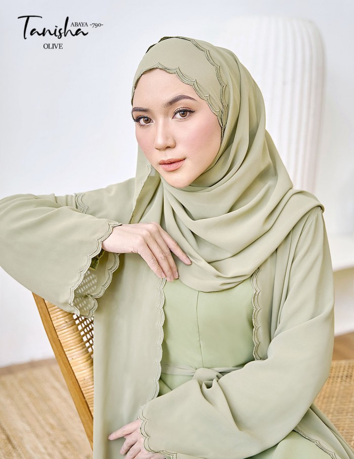 TANISHA ABAYA (OLIVE) 790 / P790 / SP790 (FREE SHAWL *till stock last)